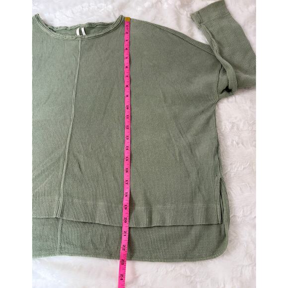 Anthropologie Nori Waffle Thermal Top Sage Green Oversized Boxy Long Sleeve XS - Picture 11 of 12